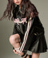 Ribbon Patchwork Faux Leather Jacket